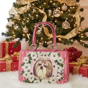Isabella Fiore Pink Designer Dog Print Handbag